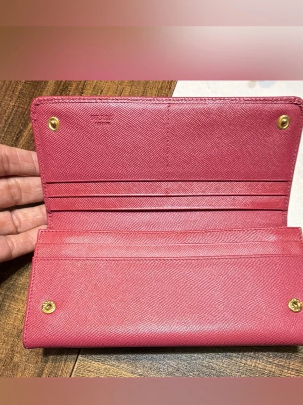 Vintage Prada Saffiano Chic Long Wallet – Peonia Pink /COA